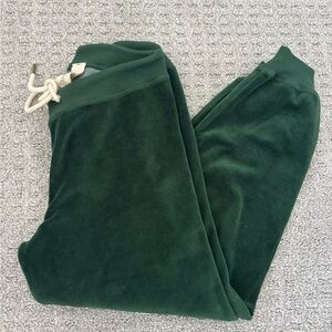 THE GREAT. Velour Cropped Sweatpants Joggers Emerald Green size 0 (0-2) NWT